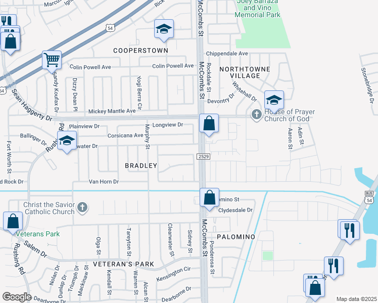 map of restaurants, bars, coffee shops, grocery stores, and more near 5749 Port Lavaca Drive in El Paso