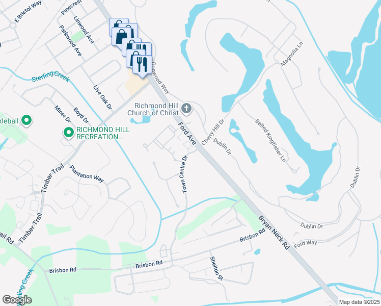 map of restaurants, bars, coffee shops, grocery stores, and more near 60 Town Centre Drive in Richmond Hill
