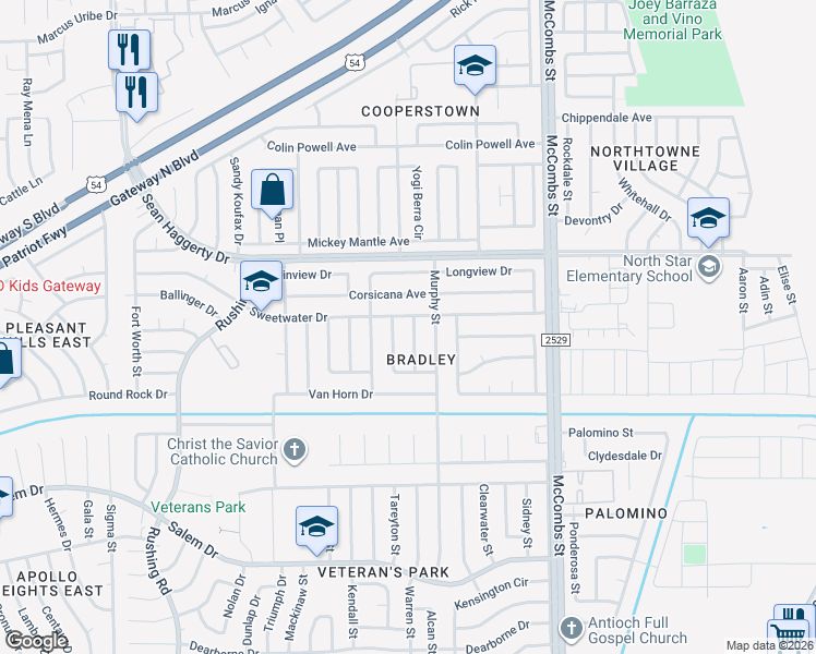 map of restaurants, bars, coffee shops, grocery stores, and more near 10733 Levelland Place in El Paso