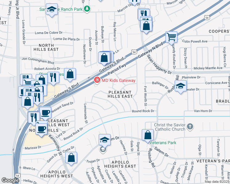 map of restaurants, bars, coffee shops, grocery stores, and more near 10805 Coral Sands Dr in El Paso