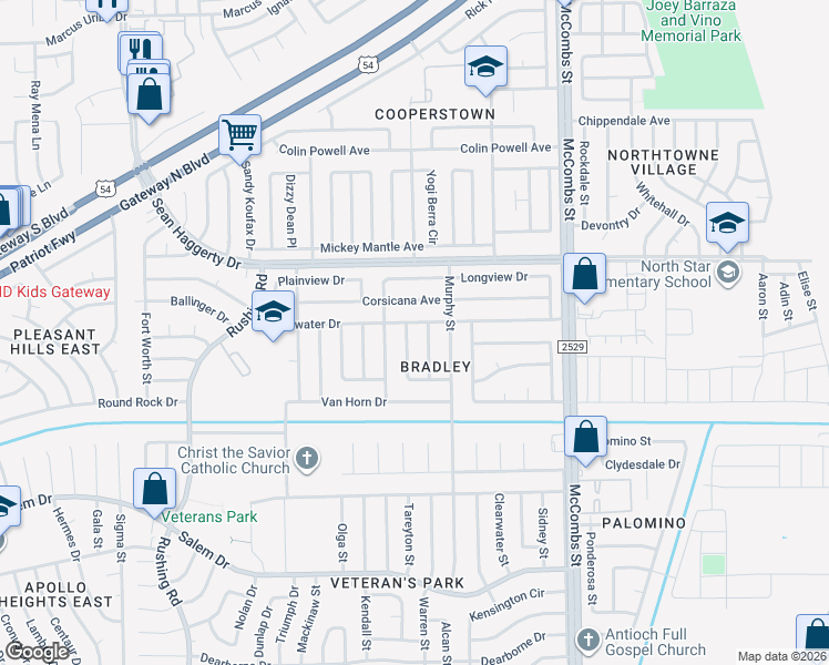 map of restaurants, bars, coffee shops, grocery stores, and more near 10733 Levelland Place in El Paso
