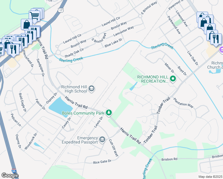 map of restaurants, bars, coffee shops, grocery stores, and more near 141 Brisbon Hall Drive in Richmond Hill