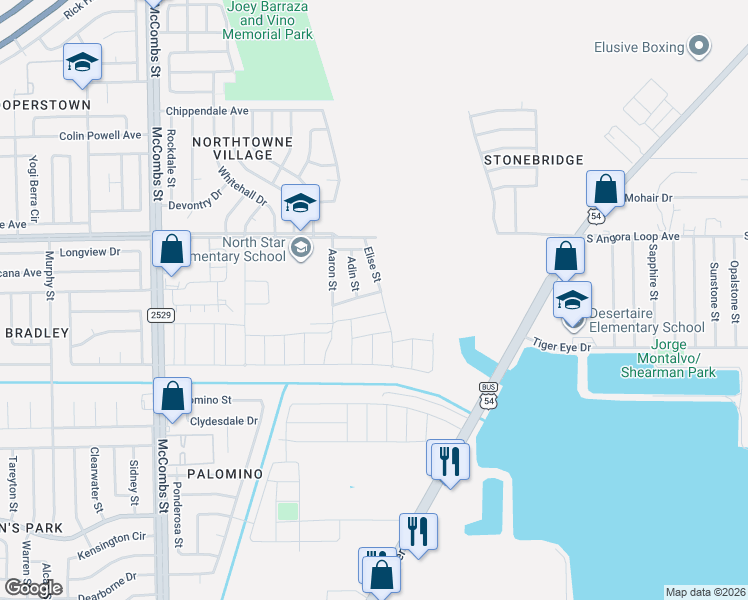 map of restaurants, bars, coffee shops, grocery stores, and more near 5994 Joe Manago Street in El Paso