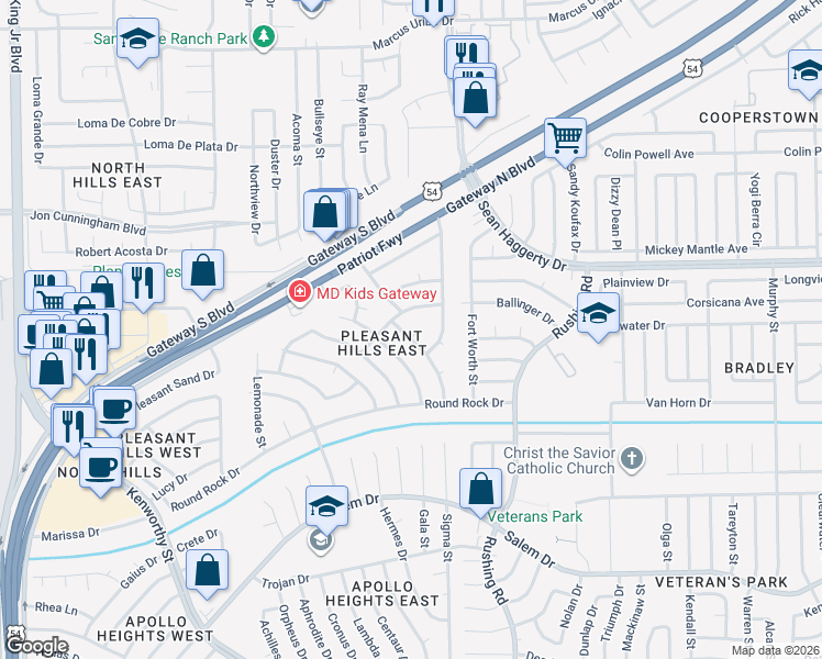 map of restaurants, bars, coffee shops, grocery stores, and more near 10740 Pearl Sands Drive in El Paso
