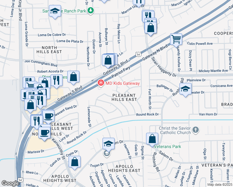 map of restaurants, bars, coffee shops, grocery stores, and more near 10813 Coral Sands Drive in El Paso