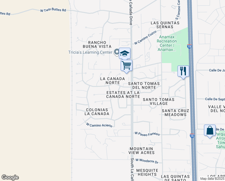map of restaurants, bars, coffee shops, grocery stores, and more near 17851 South Avenida Armoniosa in Sahuarita