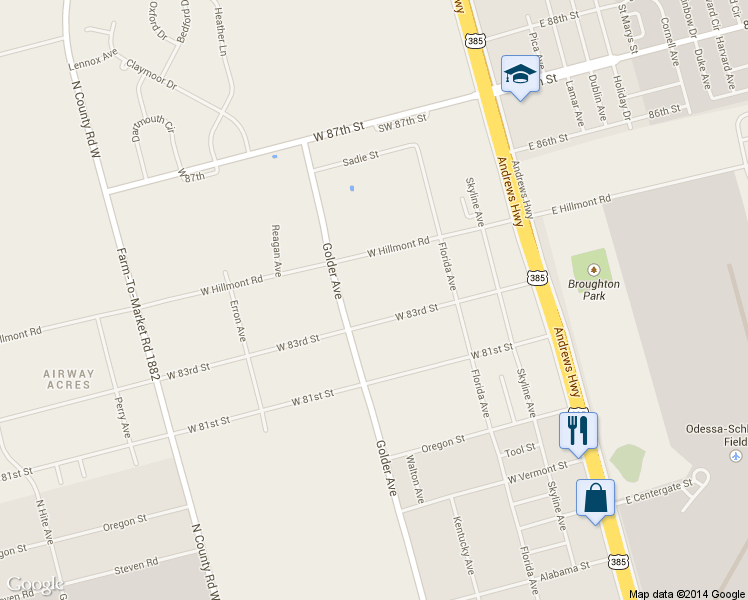 map of restaurants, bars, coffee shops, grocery stores, and more near 444 West 83rd Street in Odessa