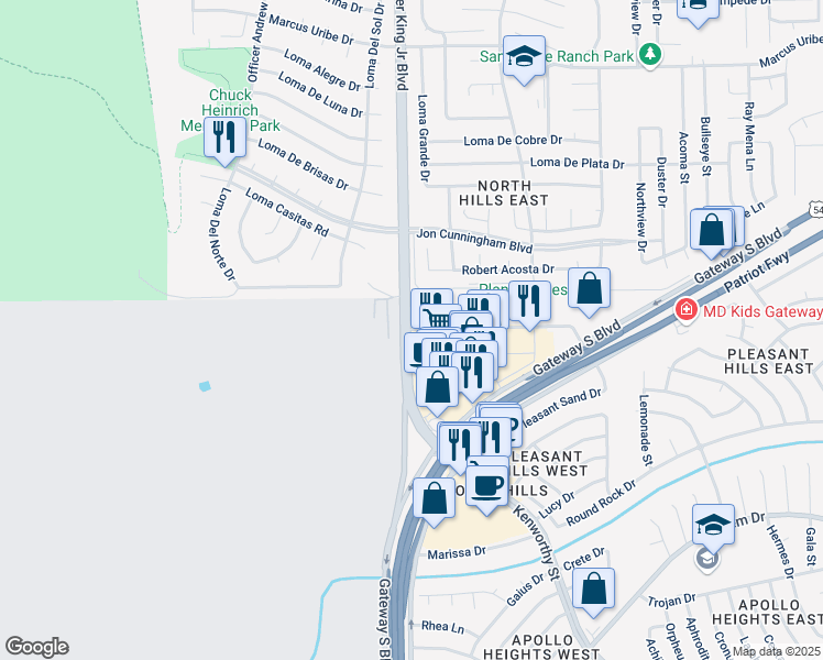 map of restaurants, bars, coffee shops, grocery stores, and more near 4649 loma Del Sur Drive in El Paso