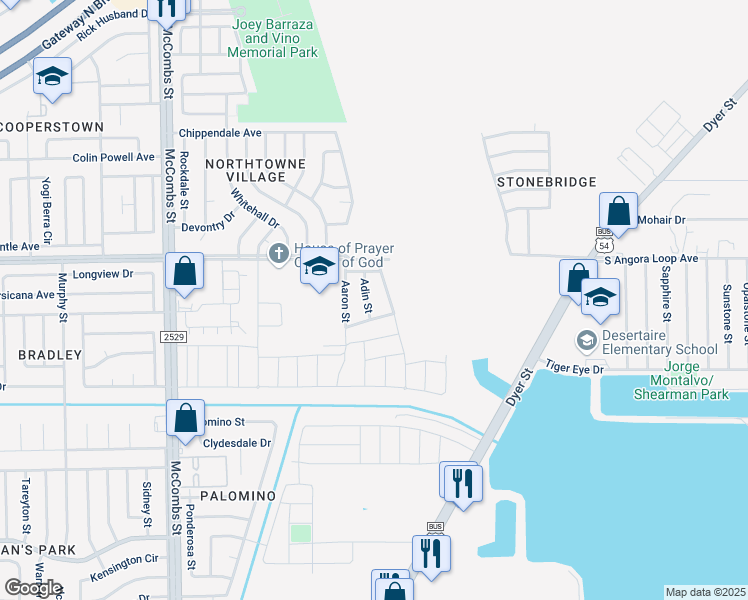 map of restaurants, bars, coffee shops, grocery stores, and more near 10814 Elise Street in El Paso
