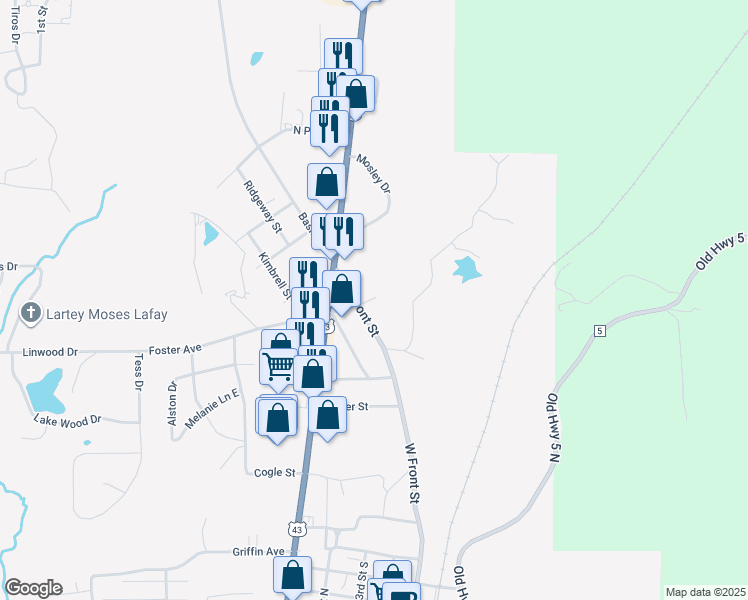 map of restaurants, bars, coffee shops, grocery stores, and more near in Thomasville
