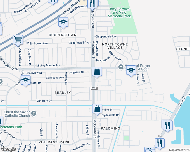 map of restaurants, bars, coffee shops, grocery stores, and more near 10820 McCombs Street in El Paso