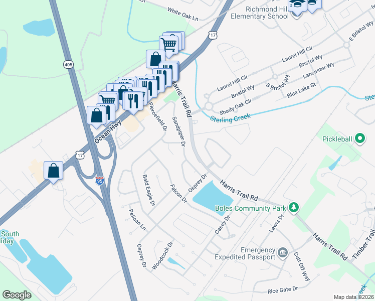 map of restaurants, bars, coffee shops, grocery stores, and more near 357 Sandpiper Road in Richmond Hill