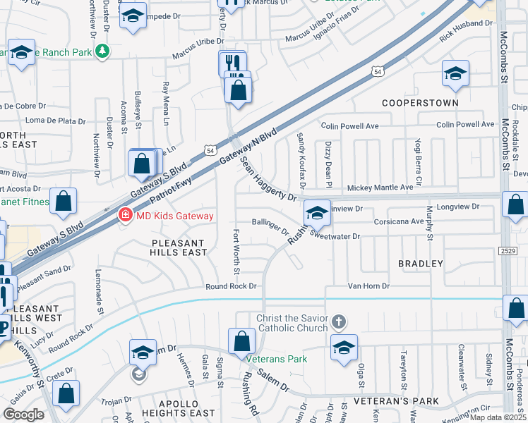 map of restaurants, bars, coffee shops, grocery stores, and more near 5128 Sweetwater Drive in El Paso