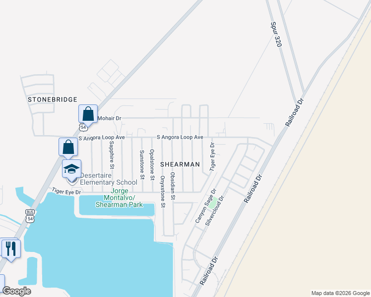 map of restaurants, bars, coffee shops, grocery stores, and more near 10824 Quartz Street in El Paso