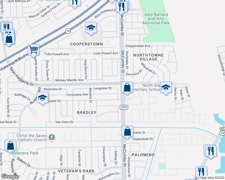map of restaurants, bars, coffee shops, grocery stores, and more near 5769 Corsicana Avenue in El Paso
