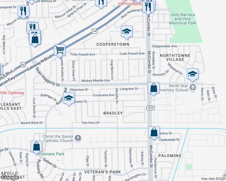 map of restaurants, bars, coffee shops, grocery stores, and more near 5652 Longview Drive in El Paso
