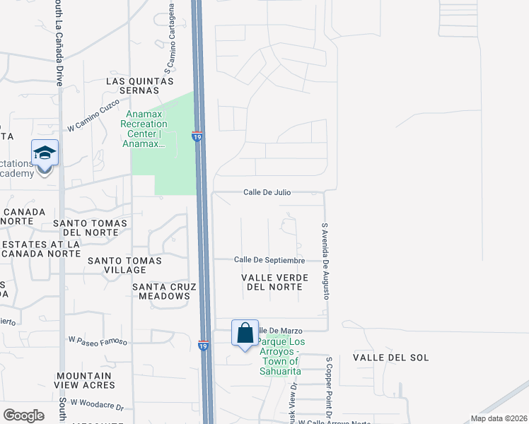 map of restaurants, bars, coffee shops, grocery stores, and more near 17721 South Placita Mayo in Green Valley