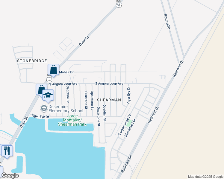 map of restaurants, bars, coffee shops, grocery stores, and more near 10824 Quartz Street in El Paso