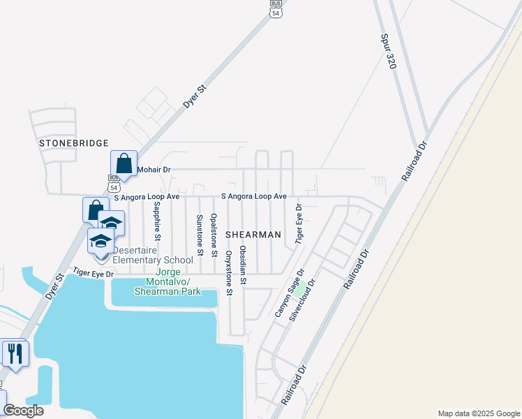 map of restaurants, bars, coffee shops, grocery stores, and more near 10824 Quartz Street in El Paso