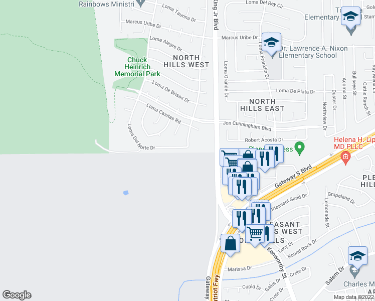 map of restaurants, bars, coffee shops, grocery stores, and more near 4368 Loma Del Norte Drive in El Paso