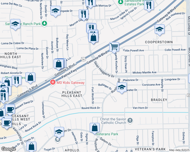 map of restaurants, bars, coffee shops, grocery stores, and more near 10916 Fort Worth Street in El Paso
