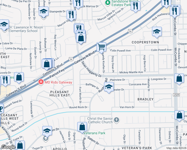 map of restaurants, bars, coffee shops, grocery stores, and more near 5201 Roger Maris Drive in El Paso