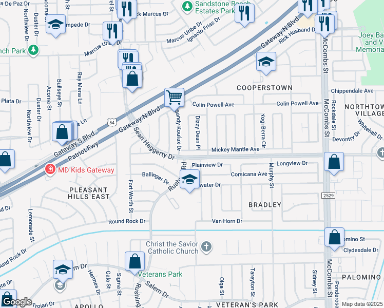 map of restaurants, bars, coffee shops, grocery stores, and more near 10905 Willie Mays Drive in El Paso