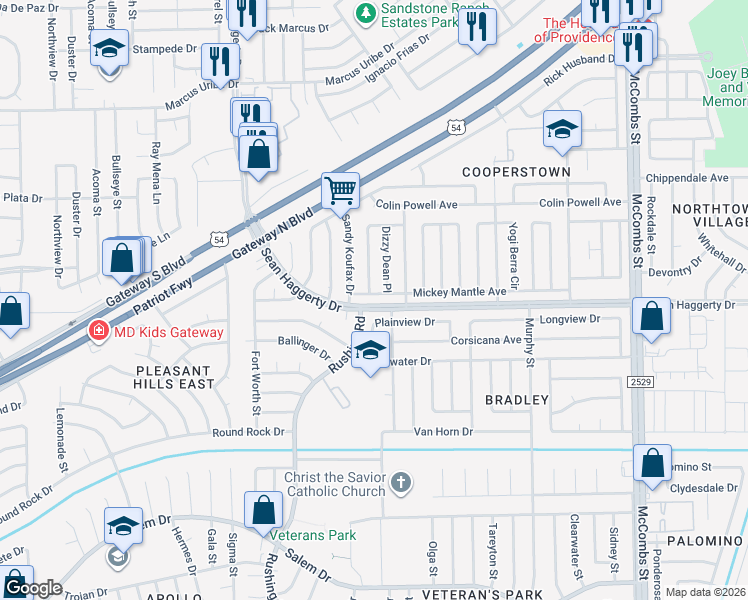 map of restaurants, bars, coffee shops, grocery stores, and more near 10905 Willie Mays Drive in El Paso