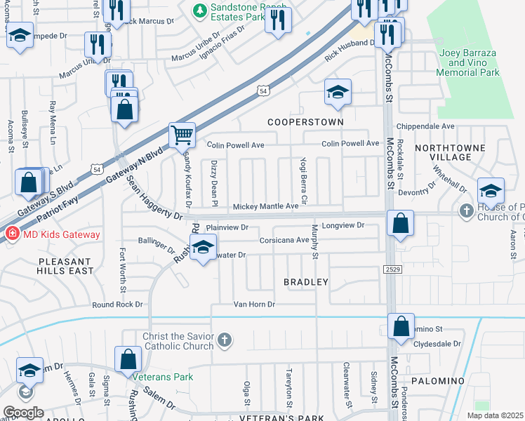 map of restaurants, bars, coffee shops, grocery stores, and more near 5448 Mickey Mantle Avenue in El Paso