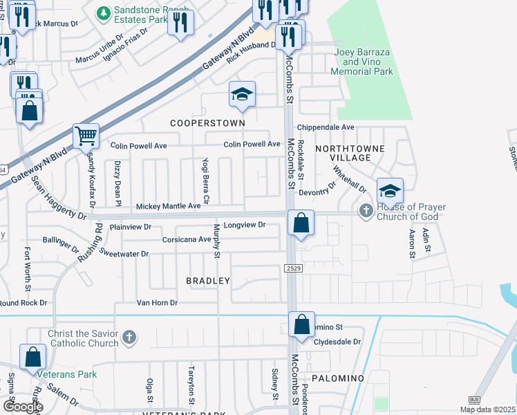 map of restaurants, bars, coffee shops, grocery stores, and more near 5759 Sean Haggerty Drive in El Paso
