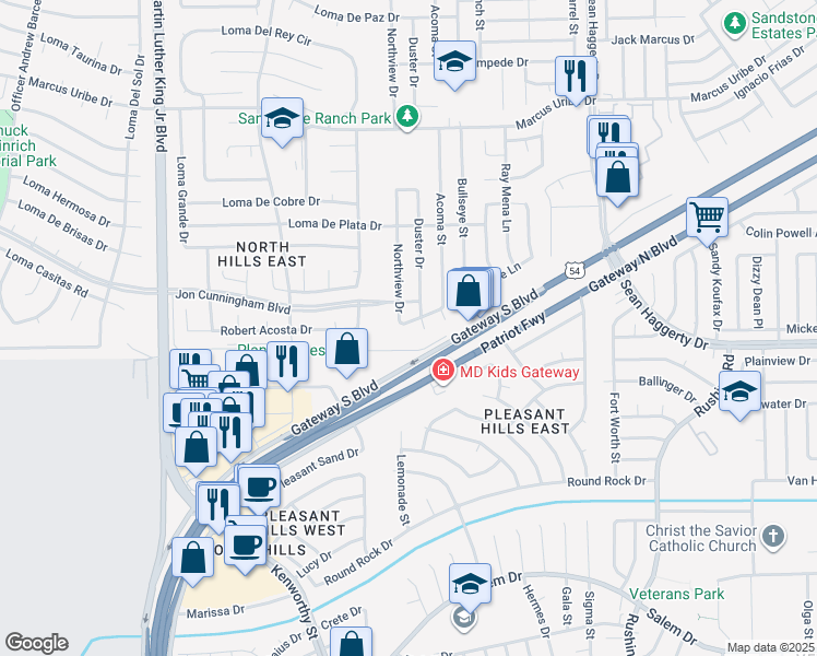 map of restaurants, bars, coffee shops, grocery stores, and more near 4808 Northview Drive in El Paso