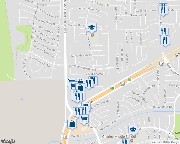 map of restaurants, bars, coffee shops, grocery stores, and more near 10884 Loma Corta Place in El Paso