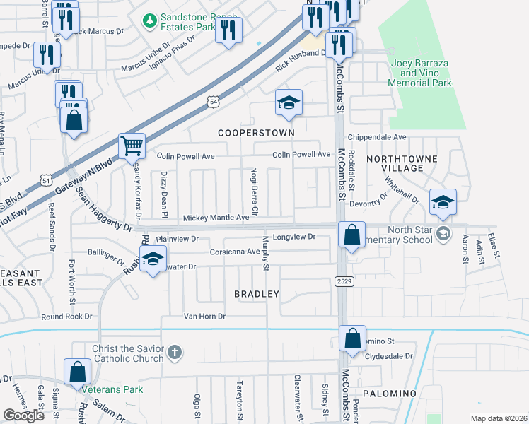 map of restaurants, bars, coffee shops, grocery stores, and more near 10979 Joe Dimaggio Circle in El Paso