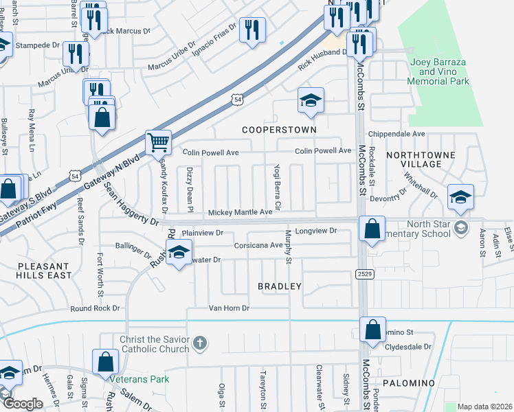 map of restaurants, bars, coffee shops, grocery stores, and more near 10901 Rogers Hornsby Street in El Paso