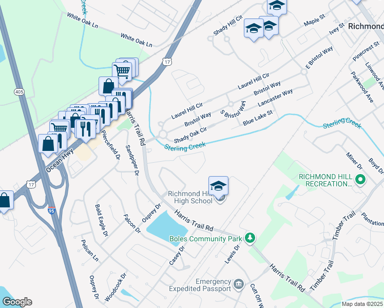 map of restaurants, bars, coffee shops, grocery stores, and more near Buckeye Drive in Richmond Hill