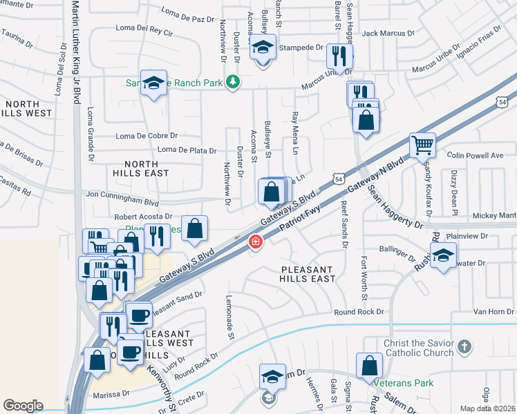 map of restaurants, bars, coffee shops, grocery stores, and more near 4828 Northview Drive in El Paso