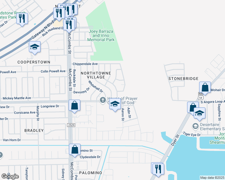 map of restaurants, bars, coffee shops, grocery stores, and more near 11000 Wedge Lane in El Paso