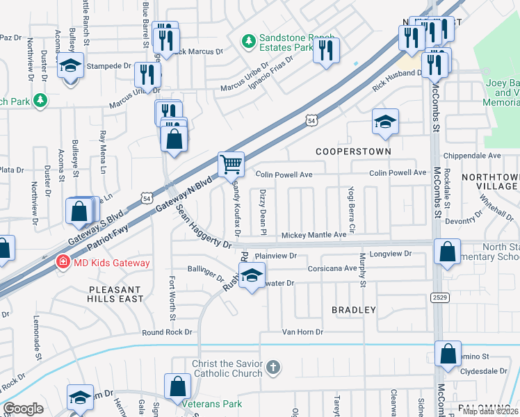 map of restaurants, bars, coffee shops, grocery stores, and more near 10945 Willie Mays Drive in El Paso