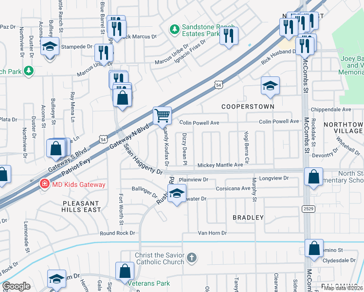map of restaurants, bars, coffee shops, grocery stores, and more near 10945 Willie Mays Drive in El Paso