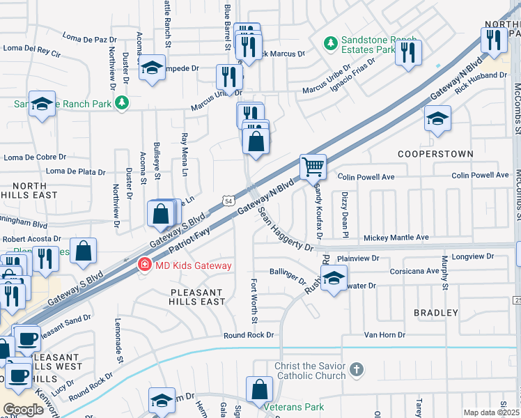 map of restaurants, bars, coffee shops, grocery stores, and more near 5000 Sean Haggerty Drive in El Paso