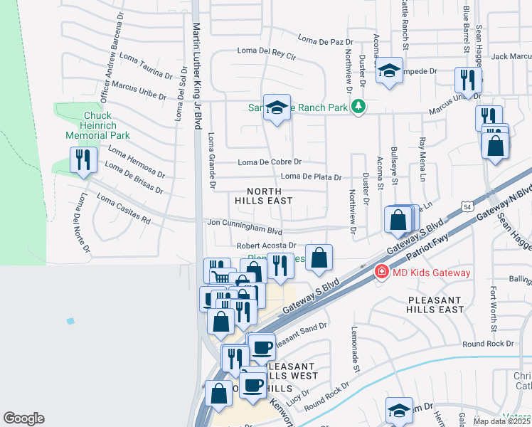 map of restaurants, bars, coffee shops, grocery stores, and more near 10928 Loma Alta Place in El Paso