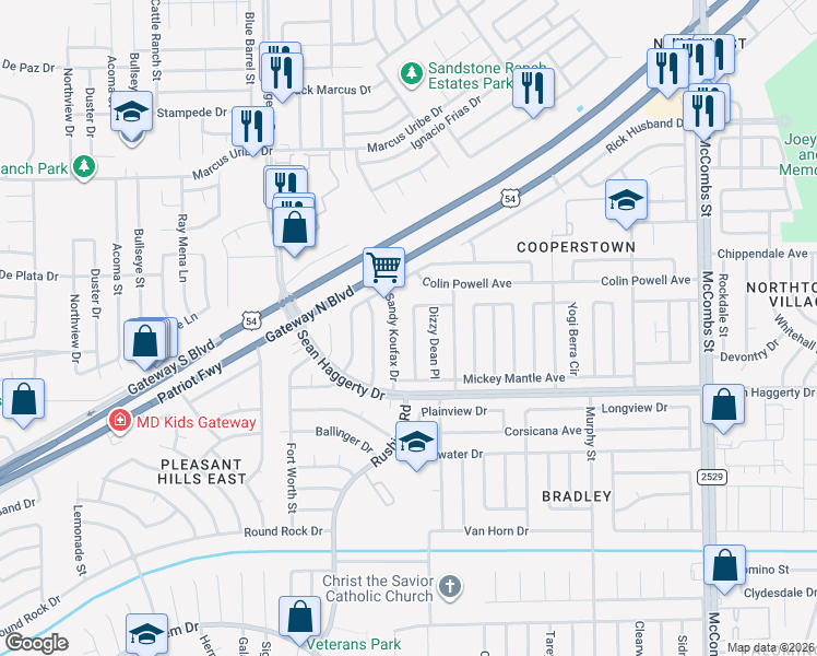 map of restaurants, bars, coffee shops, grocery stores, and more near 10945 Willie Mays Drive in El Paso
