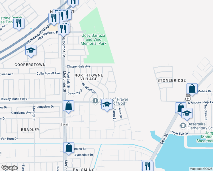 map of restaurants, bars, coffee shops, grocery stores, and more near 11000 Wedge Lane in El Paso