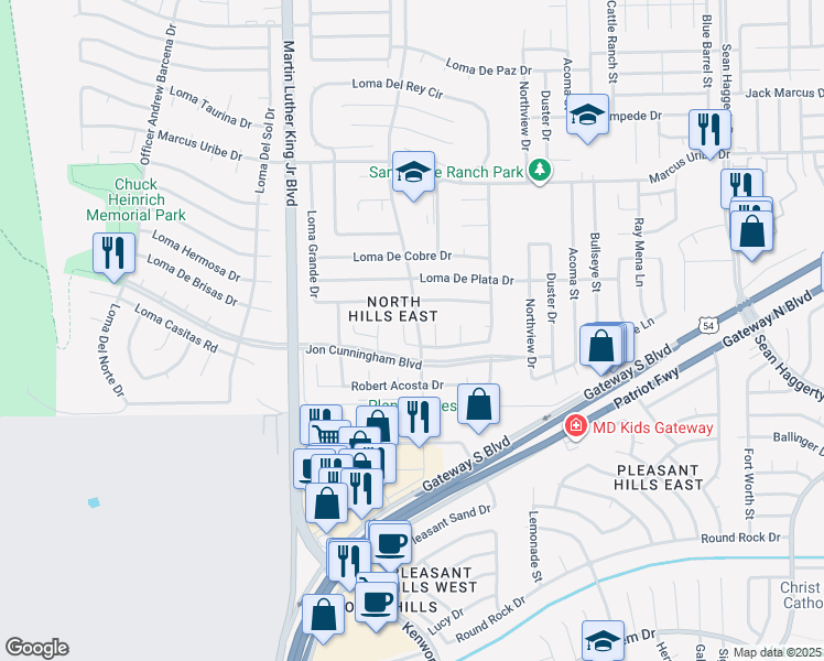 map of restaurants, bars, coffee shops, grocery stores, and more near 10928 Loma Alta Place in El Paso