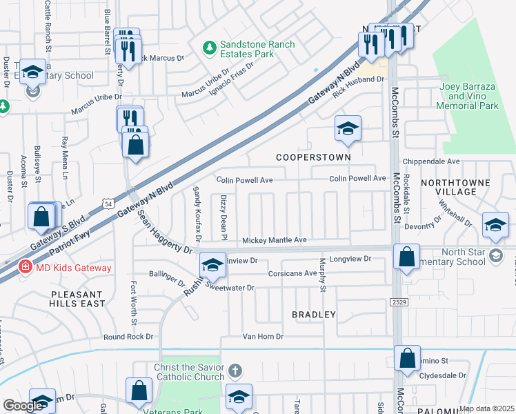 map of restaurants, bars, coffee shops, grocery stores, and more near 10945 Casey Stengel Place in El Paso