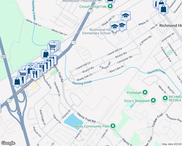 map of restaurants, bars, coffee shops, grocery stores, and more near 331 Shady Oak Circle in Richmond Hill