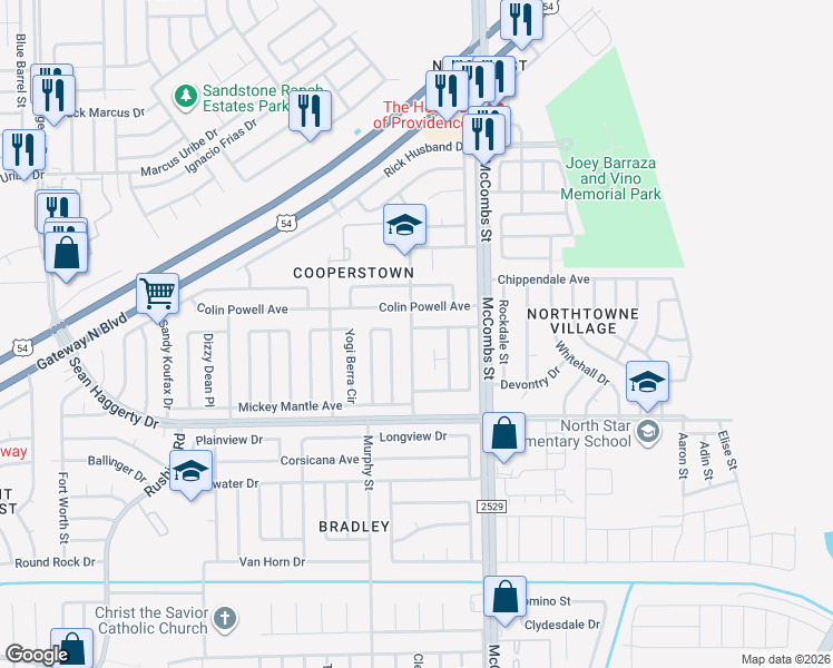 map of restaurants, bars, coffee shops, grocery stores, and more near 10948 Whitey Ford Street in El Paso