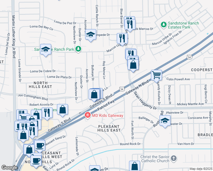map of restaurants, bars, coffee shops, grocery stores, and more near 4940 Cattle Lane in El Paso