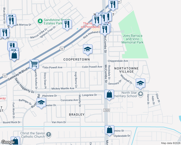 map of restaurants, bars, coffee shops, grocery stores, and more near 10948 Whitey Ford Street in El Paso