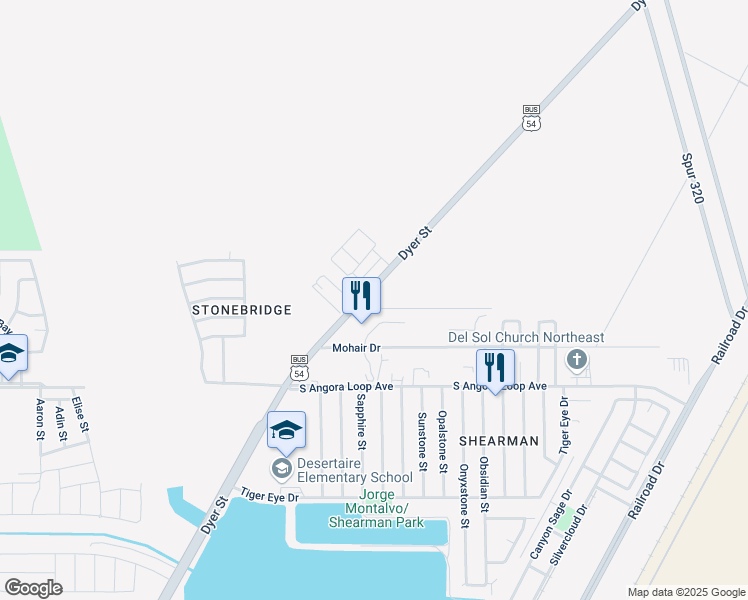 map of restaurants, bars, coffee shops, grocery stores, and more near 11000 Dyer Street in El Paso
